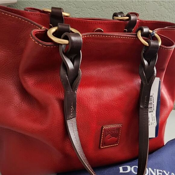 Dooney & Bourke Red Leather Florentine Large Zip Barlow Shoulder Bag NEW! - Picture 5 of 12